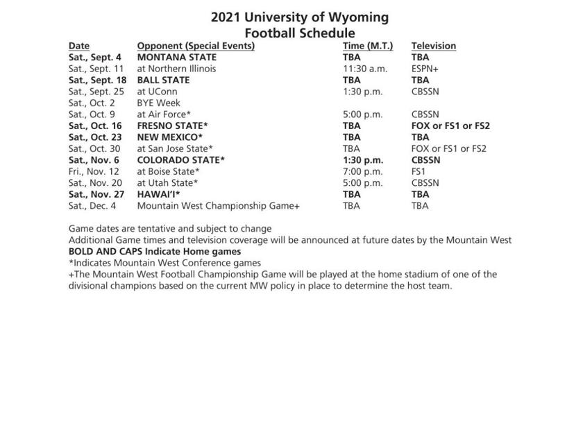 Mountain West announces football TV schedule | University Of Wyoming Mountain West announces football TV schedule | University Of Wyoming
